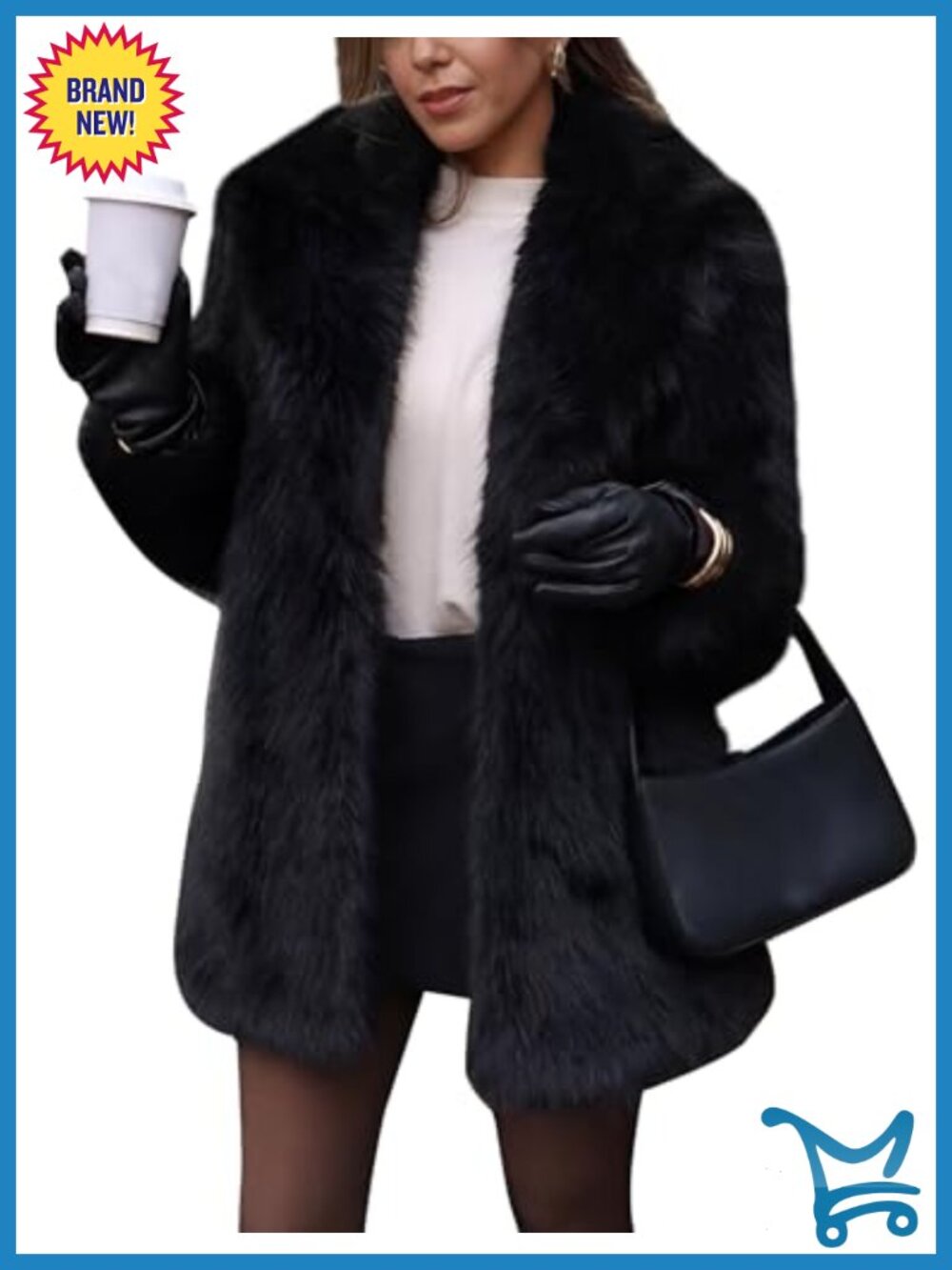 Faux Fur Coat Long Sleeve Lapel Fluffy Winter Jacket
